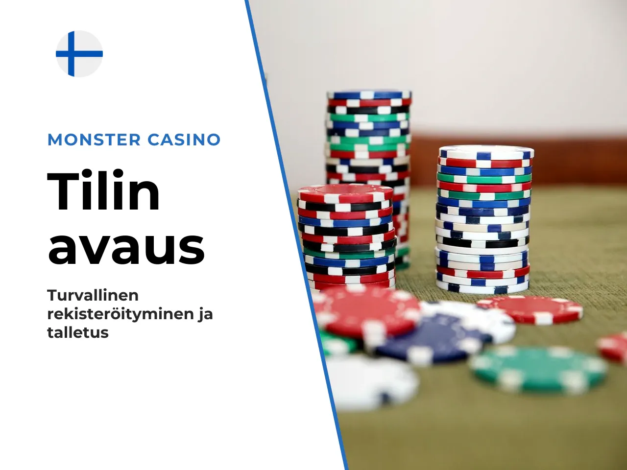Rekisteröityminen ja talletus ennen pelaamista. Oikealla