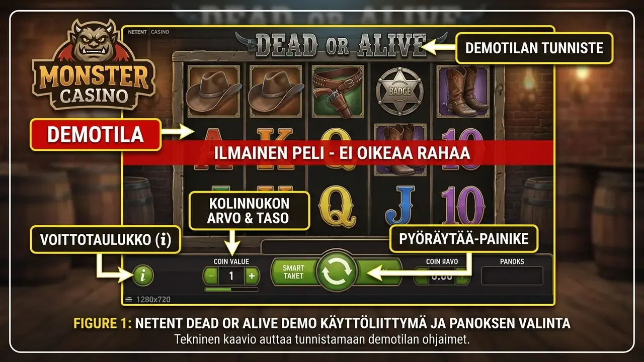 dead or alive demo käyttöliittymä ja panoksen valinta